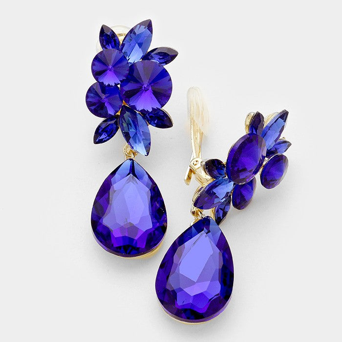 Sapphire Teardrop Earrings | Clip On | 272310