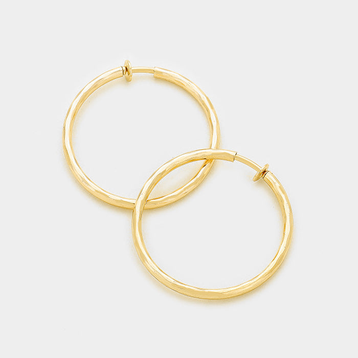 Clip On Gold Hoop Earrings | 1.25″ | 253004