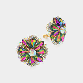 Multi-Color Multi Stone Clip On Stud Interview Earrings | Pageant Earrings | 630999