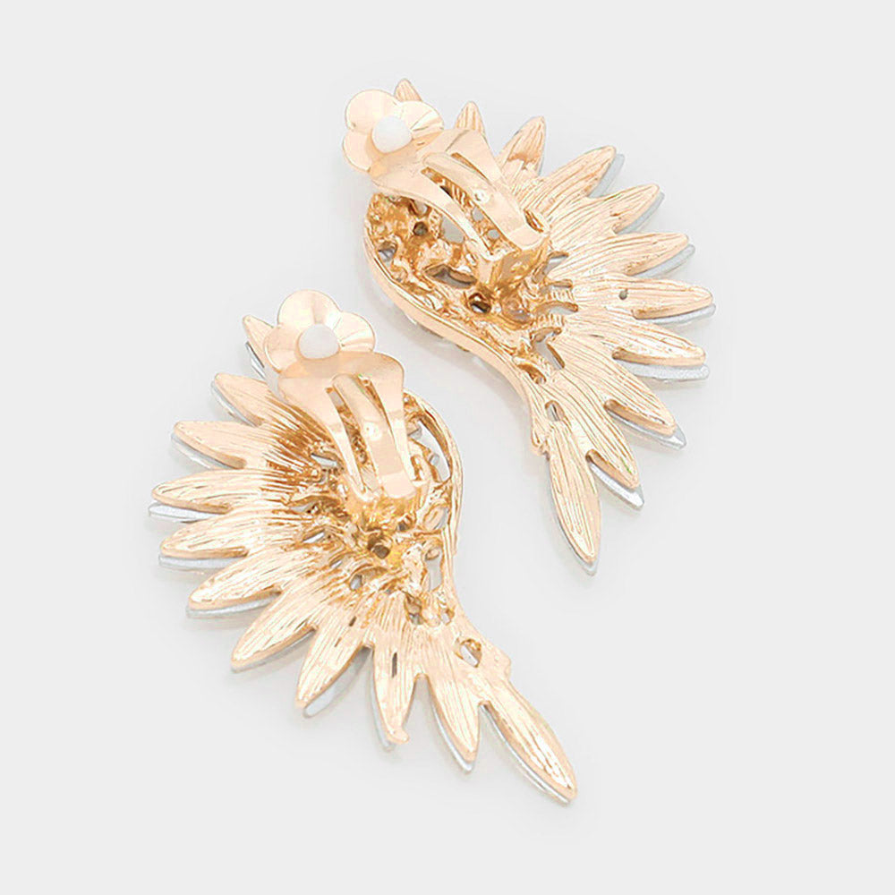 Yellow Crystal Marquise Stone Wing Clip On Earrings | 550748