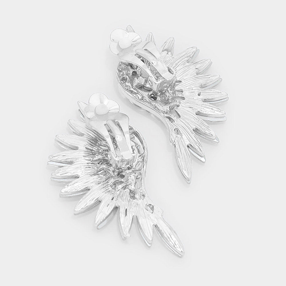 Clear Crystal Marquise Stone Wing Clip On Earrings | 309489