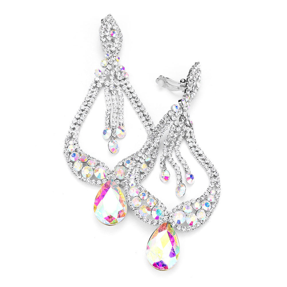 AB Crystal Pageant Earrings | “Miss America”| Clip On | 439611