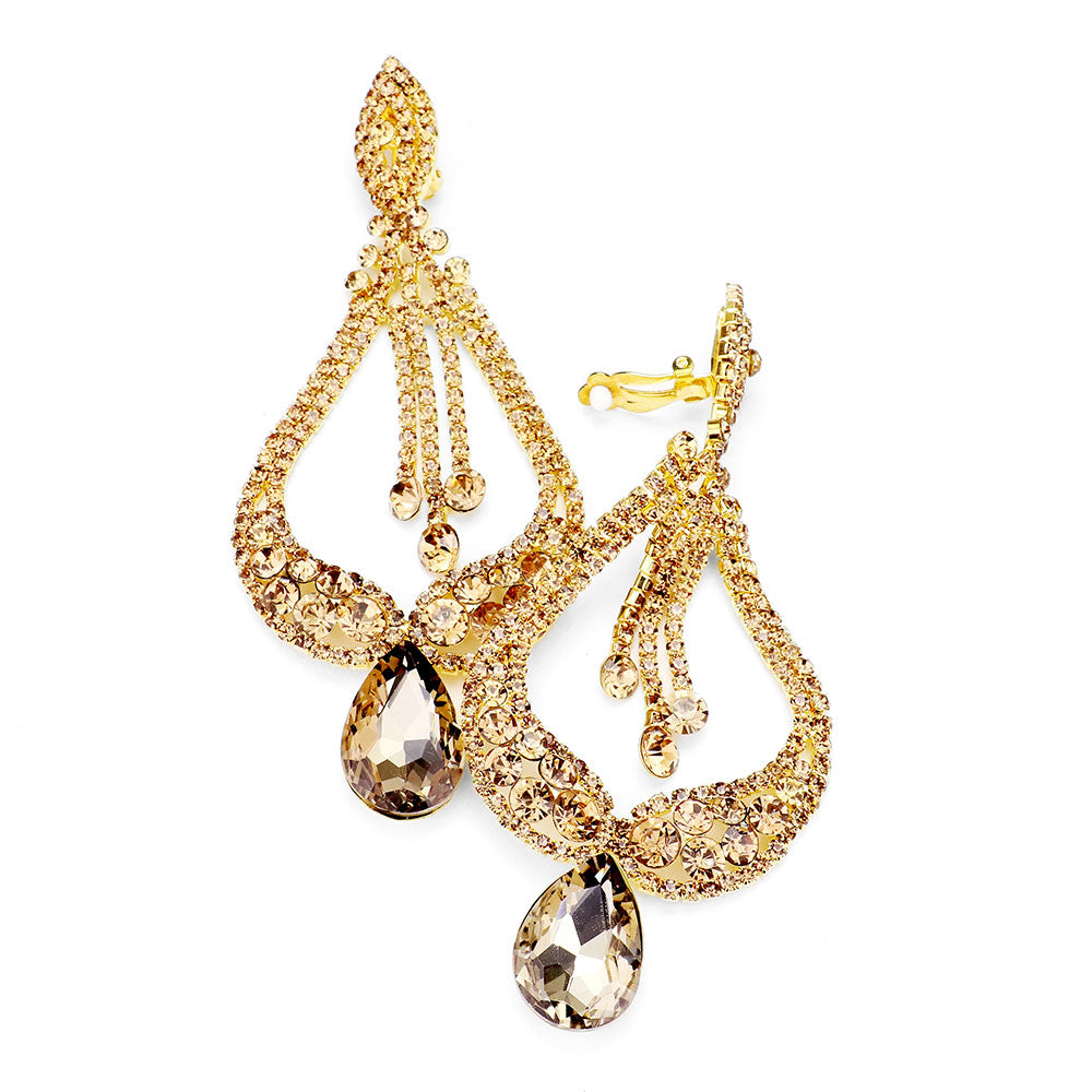 Topaz Crystal Pageant Earrings | “Miss America”| Clip On | 439615