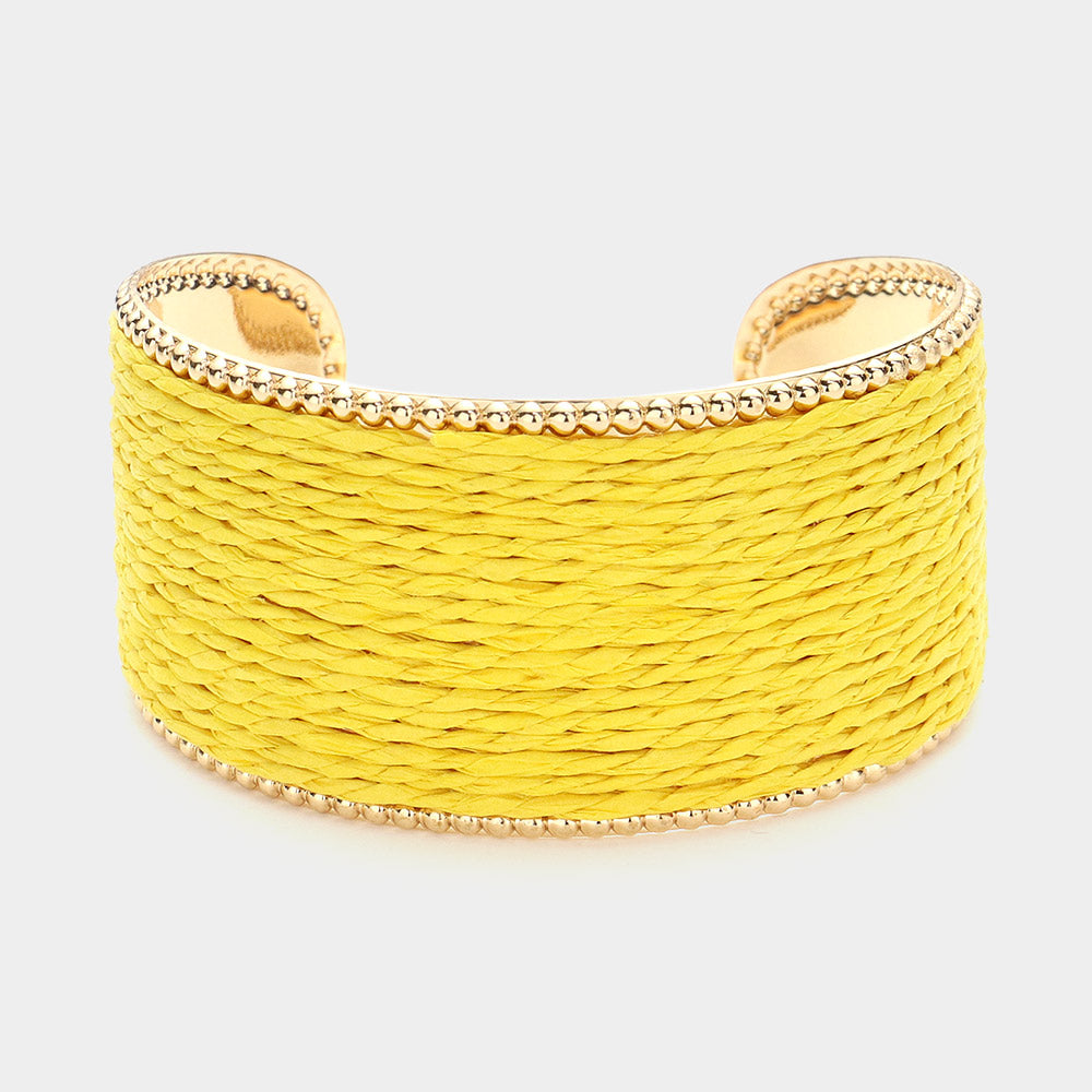 Yellow Fun Fashion Raffia Cuff Pageant Bracelet | Yellow Fun Fashion Accessories |644047