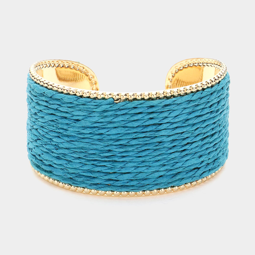 Teal Fun Fashion Raffia Cuff Pageant Bracelet | Teal Fun Fashion Accessories |644046