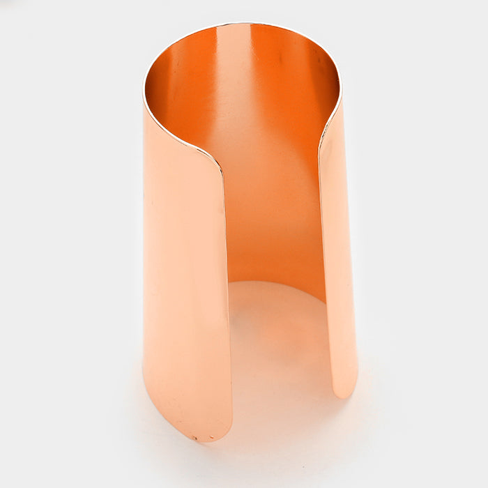 Wide Rose Gold Metal Cuff Bracelet | 331790