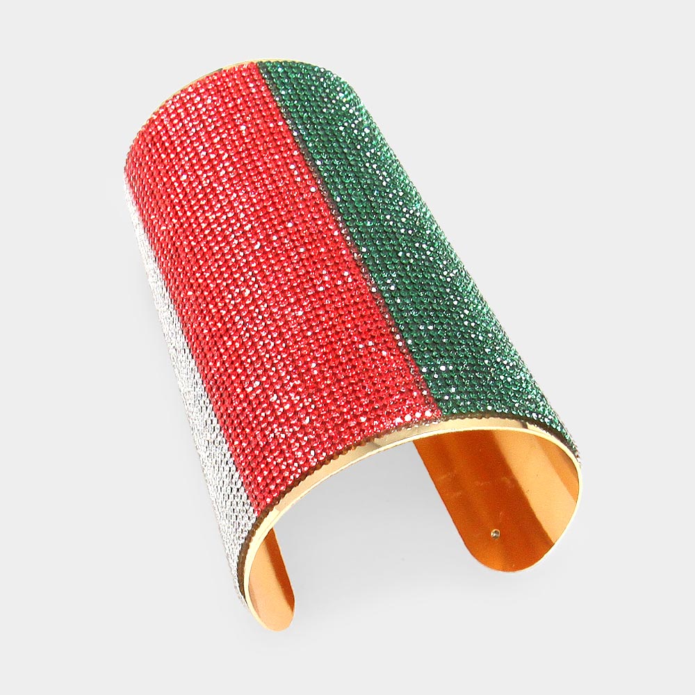 Wide Multi-Color Rhinestone Cuff Bracelet | 523232