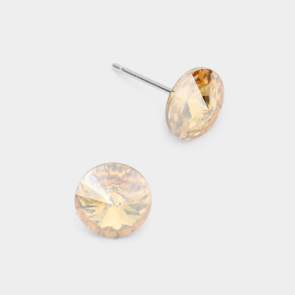 Small Topaz Round Crystal Stud Earrings | 8 mm | 123227