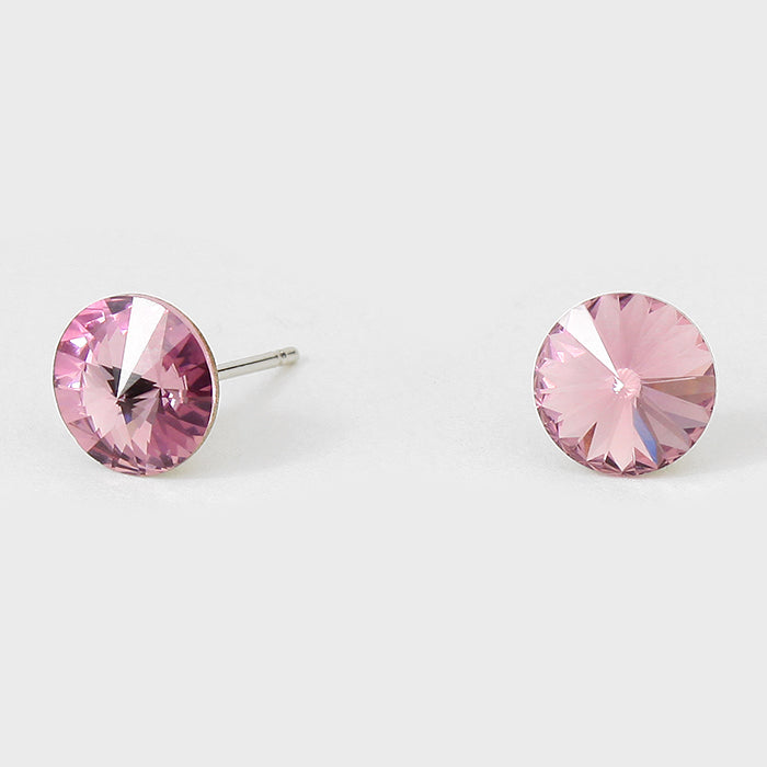 Small Amethyst Round Crystal Stud Earrings | 8 mm | 123239