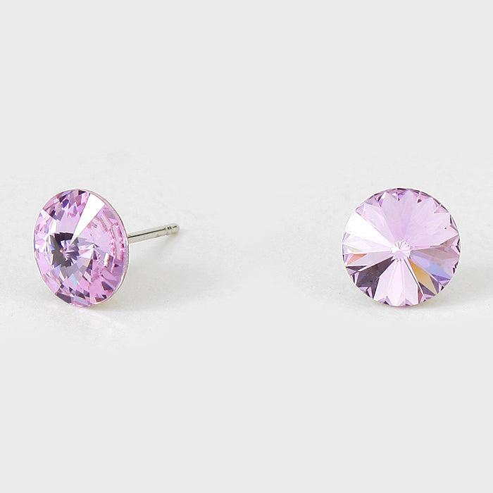 Small Violet Round Crystal Stud Earrings | 8 mm | 123254