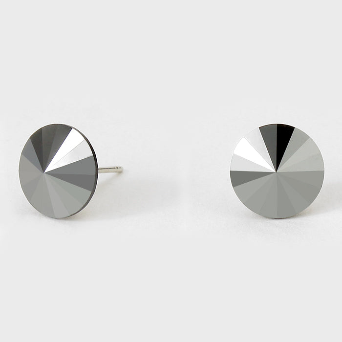 Hematite Small Round Crystal Stud Earrings | 10mm = 0.39″ | 123265