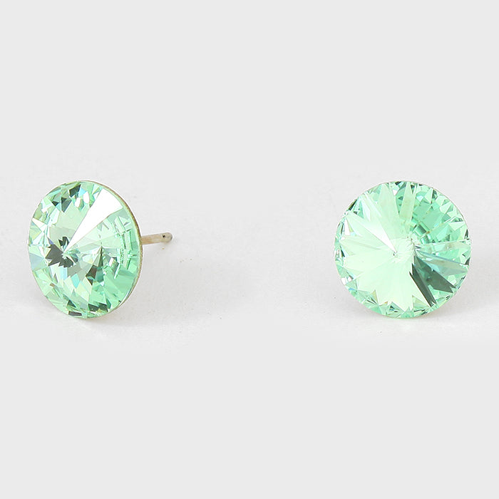 Green Small Round Crystal Stud Earrings | 10mm = 0.39″ | 123268