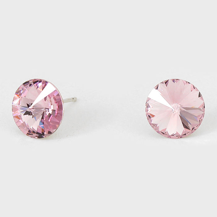 Amethyst Small Round Crystal Stud Earrings | 10mm = 0.39″ | 123271