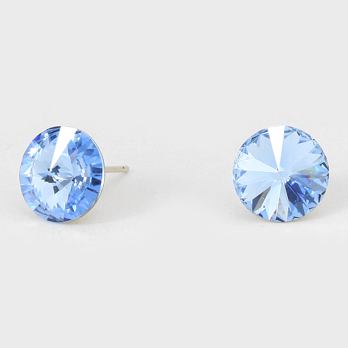 Light Blue Small Round Crystal Stud Earrings | 10mm = 0.39″ | 123275