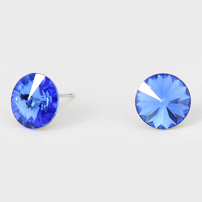 Sapphire Small Round Crystal Stud Earrings | 10mm = 0.39″ | 123281