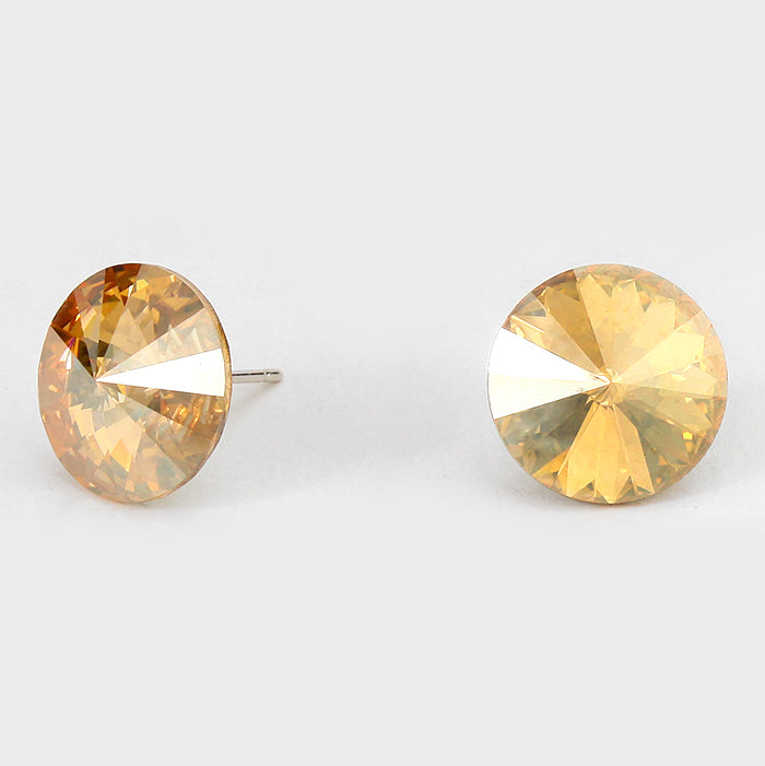 Gold Small Round Crystal Stud Earrings | 15mm = 0.59″ | 114057