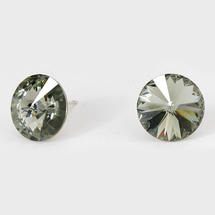 Black Diamond Small Round Crystal Stud Earrings | 15mm = 0.59″ | 114065