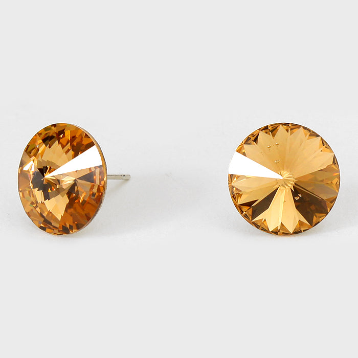 Topaz Small Round Crystal Stud Earrings | 15mm = 0.59″ | 114070