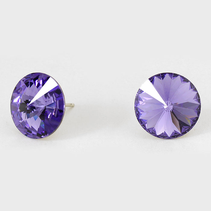 Tanzanite Small Round Crystal Stud Earrings | 15mm = 0.59″ | 114083