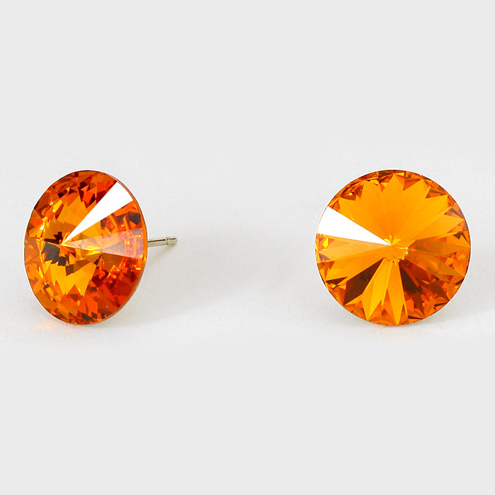 Topaz Small Round Crystal Stud Earrings | 15mm = 0.59″ | 114084