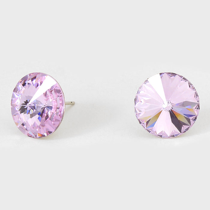 Violet Small Round Crystal Stud Earrings | 15mm = 0.59″ | 114085