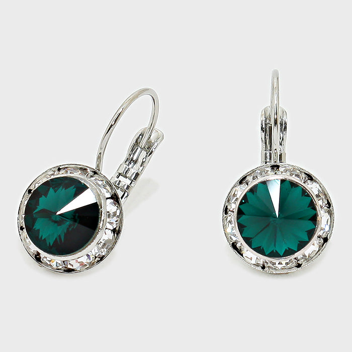 Small Emerald Austrian Crystal Earrings | 0.5″ | 186270