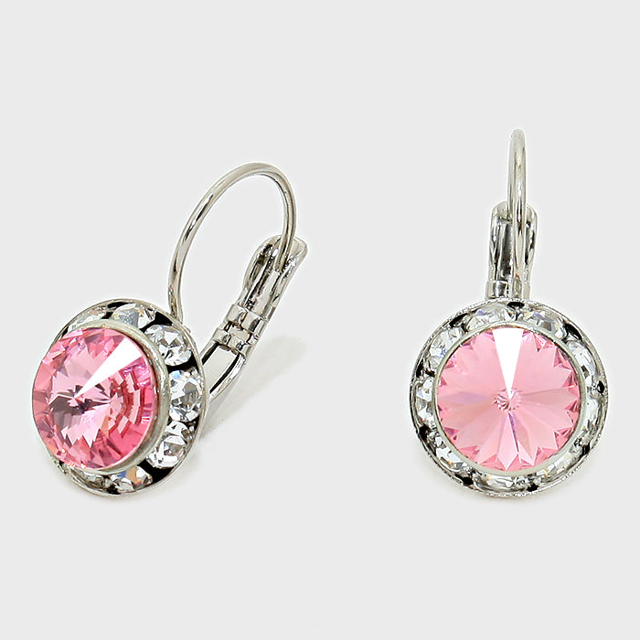 Small Light Rose Austrian Crystal Stud Earrings | 0.5″ | 186275