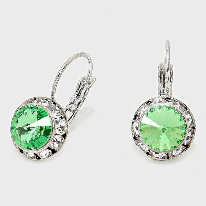 Small Peridot Austrian Crystal Stud Earrings | 0.5″ | 186283