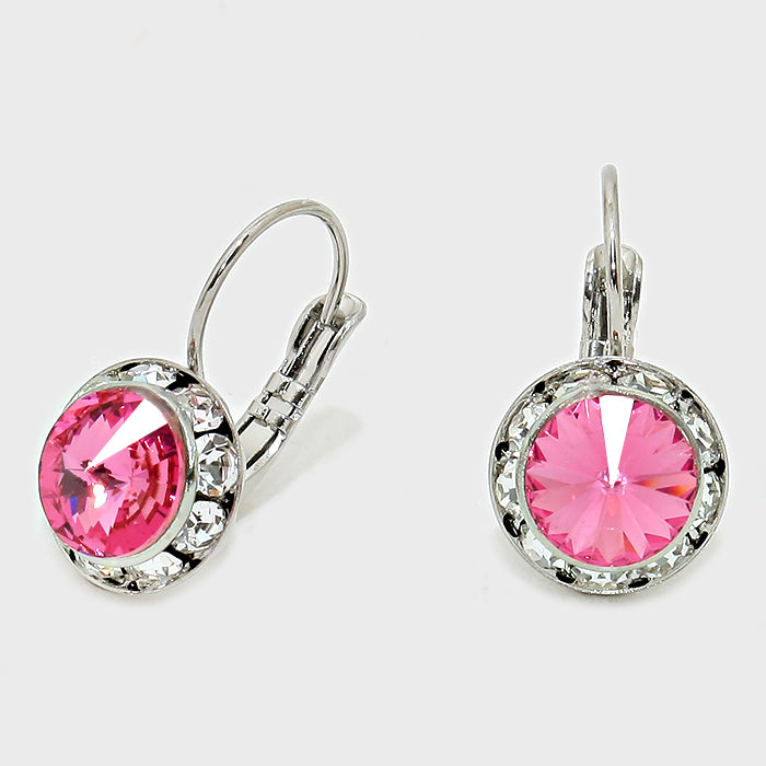 Small Pink Austrian Crystal Stud Earrings | 0.5″ | 186284