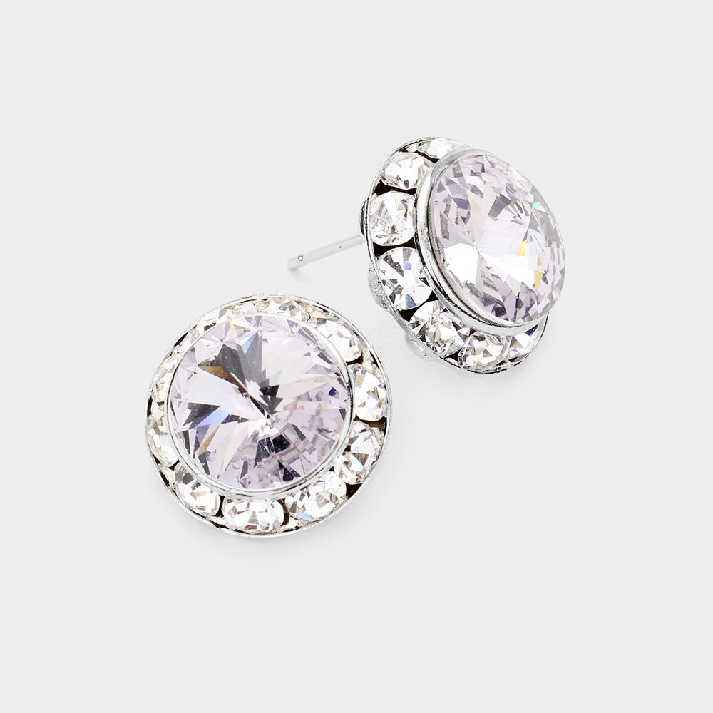 Light Purple Austrian Crystal Round Stud Earrings | 5/8″ | 290275