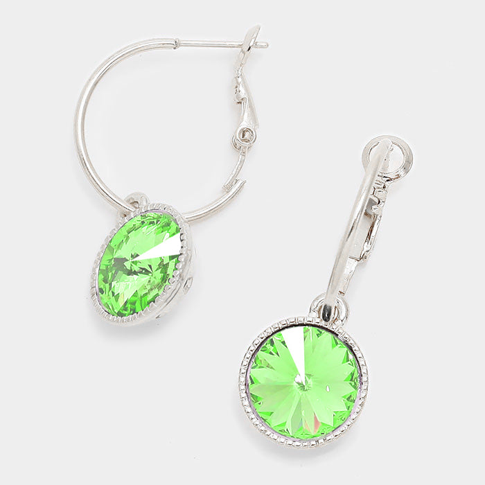 Small Peridot Austrian Crystal Dangle Earrings | 291521