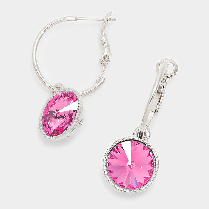 Small Rose Austrian Crystal Dangle Earrings | 291533