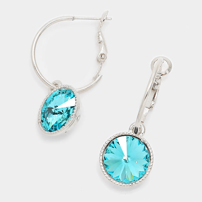 Small Turquoise Austrian Crystal Dangle Earrings | 291541