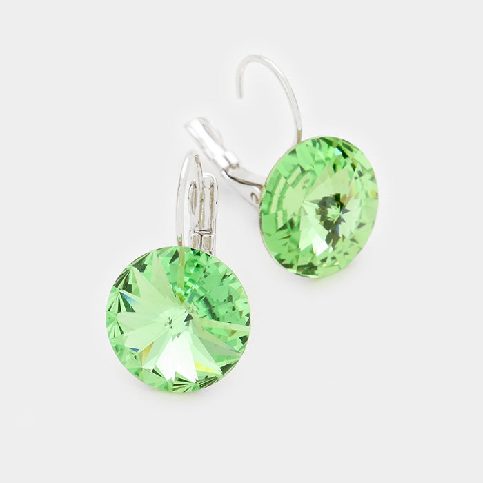 Small Light Green Genuine Austrian Crystal Drop Earrings | 0.6″ x 0.8″ | 342800