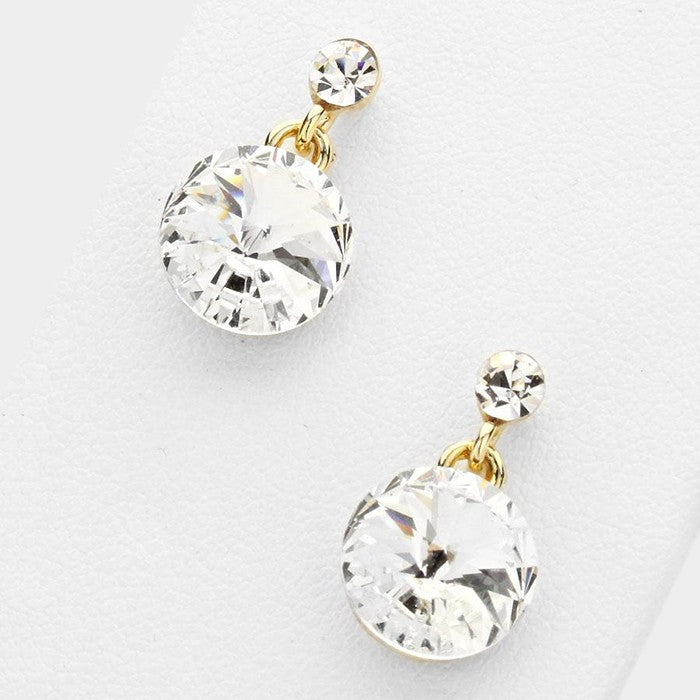 Little Girls Clear on Gold Dangle Earrings on Gold| 120681