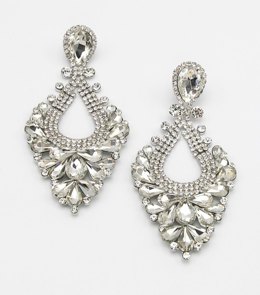 Large Clear Crystal Statement Pageant Earrings | 476302