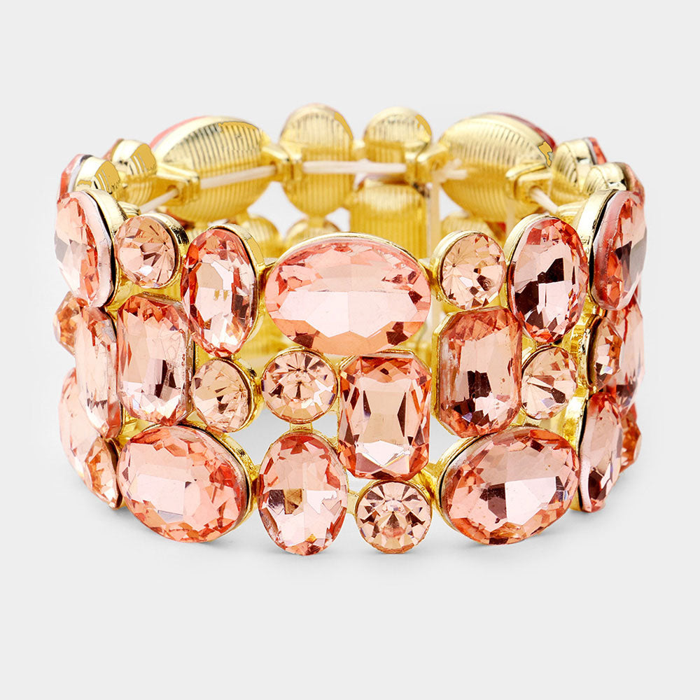 Peach Crystal Stretch Pageant Bracelet | 446874