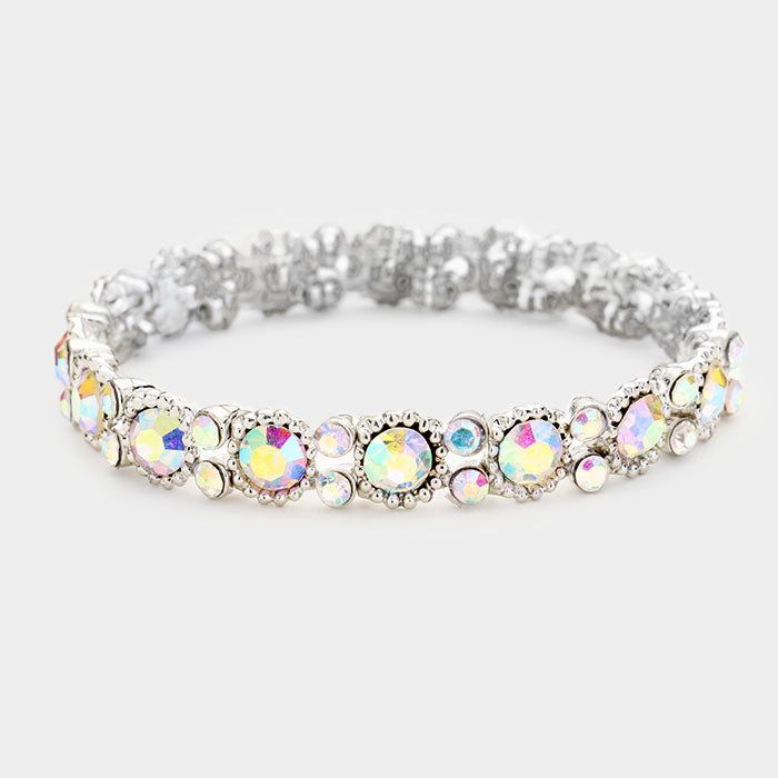 Thin Round AB Crystal Pageant Bracelet | Prom Bracelet | 415565