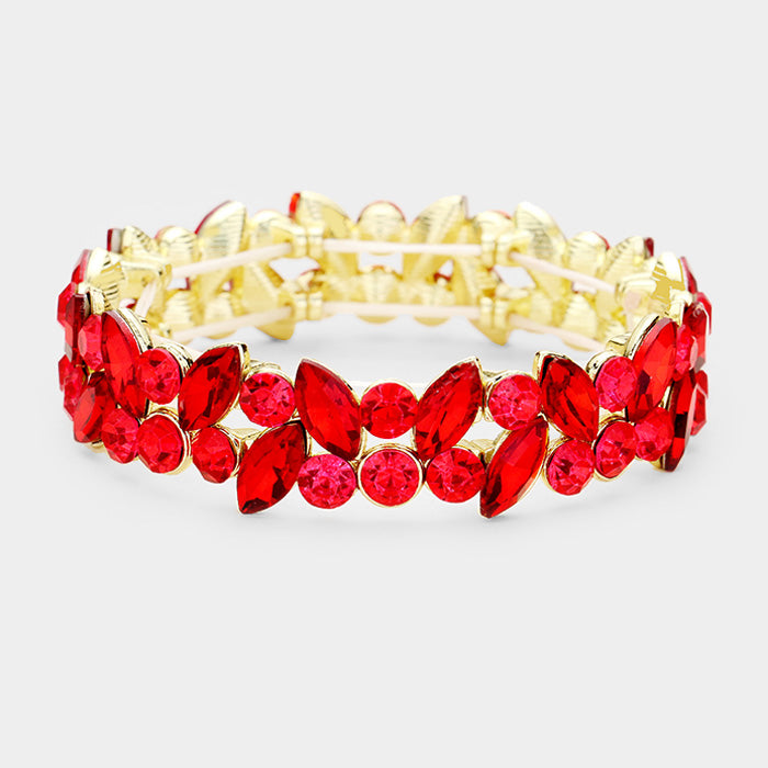 Red Crystal Marquise Stone Pageant Bracelet | Prom Bracelet | 425171