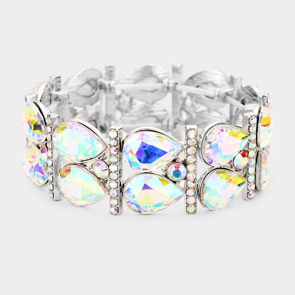 AB Crystal Teardrop Stretch Pageant Bracelet | 429357