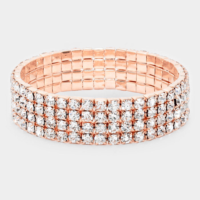 Clear 4 Row Bracelet on Rose Gold | 537527