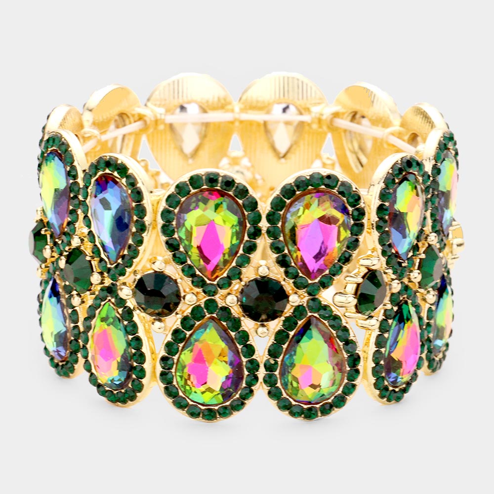 Double Teardrop Multi-Color Crystal Stretch Bracelet | 426777