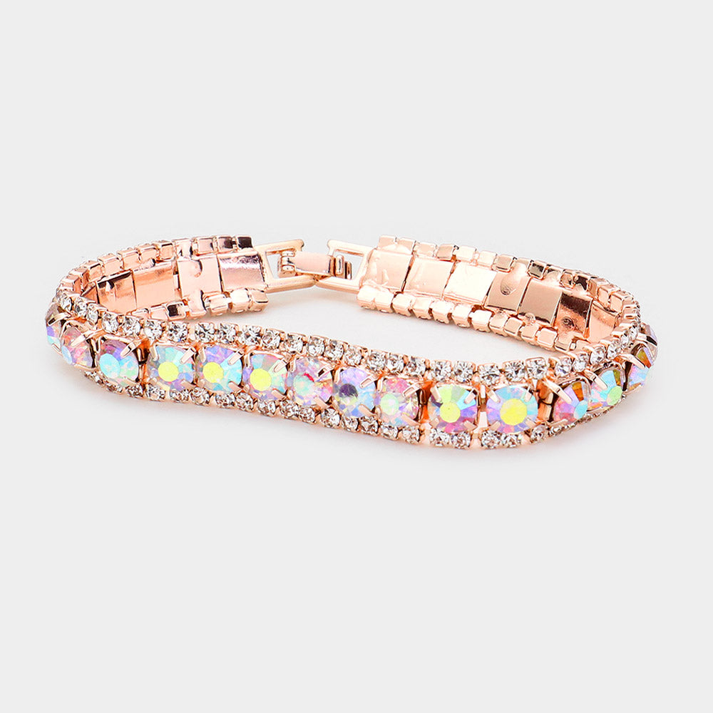 AB Crystal Stretch Bracelet on Rose Gold | 537528