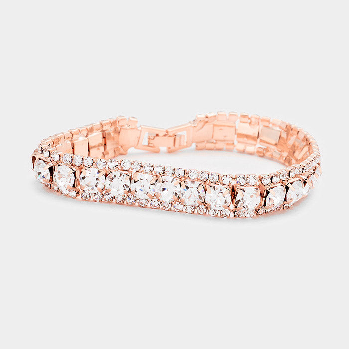 Clear Crystal Stretch Bracelet on Rose Gold| 537529