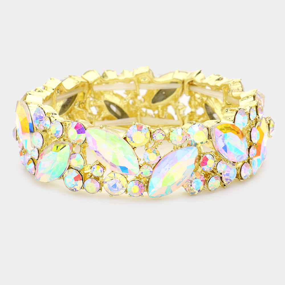 AB Crystal Stretch Bracelet on Gold | 531733