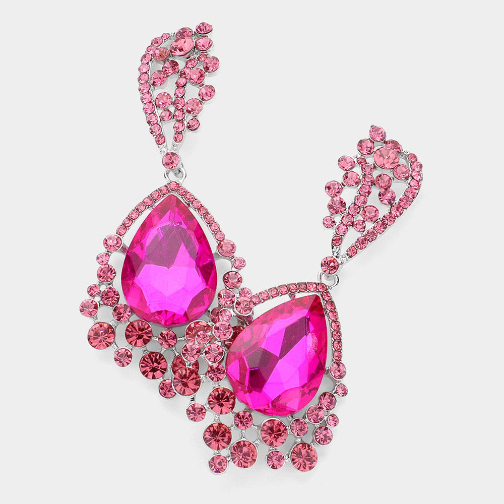 Fuchsia Teardrop Earrings | Hot Pink Earrings | 309036