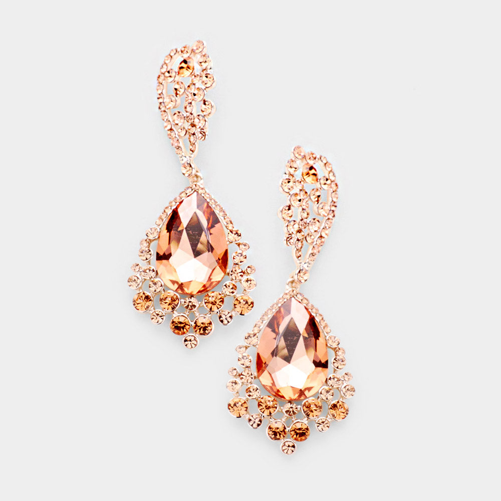 Peach Teardrop Earrings on Rose Gold | 476580