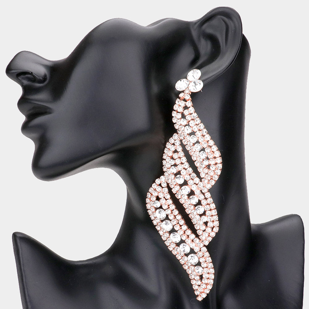 Long Crystal Statement Earrings on Rose Gold | bolts | 398399