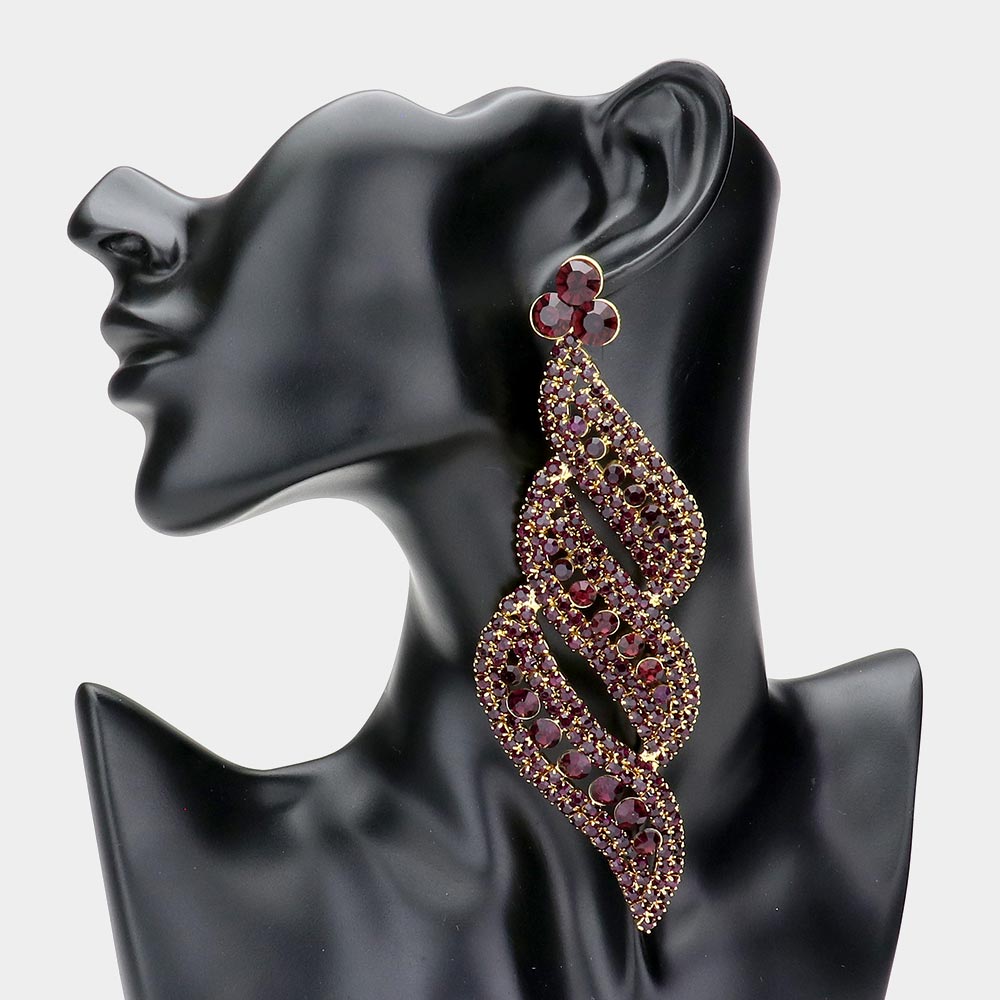 Long Purple Statement Earrings | purple bolts | 517135