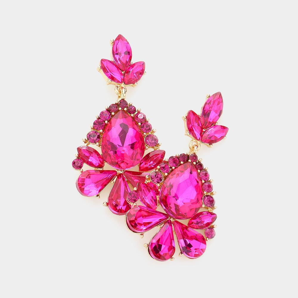 Little Girls Fuchsia Crystal Pageant Earrings | 590380